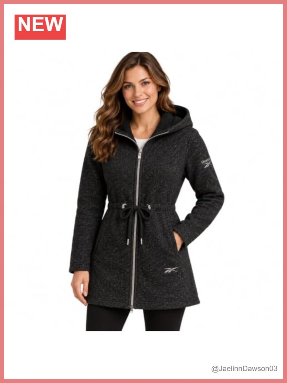 Womens Midweight Sherpa-Lined Fleece Jacket Hooded Long Length Coat